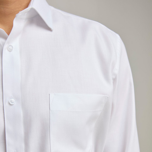 4232- Herringbone Weave Cotton Shirt WHITE