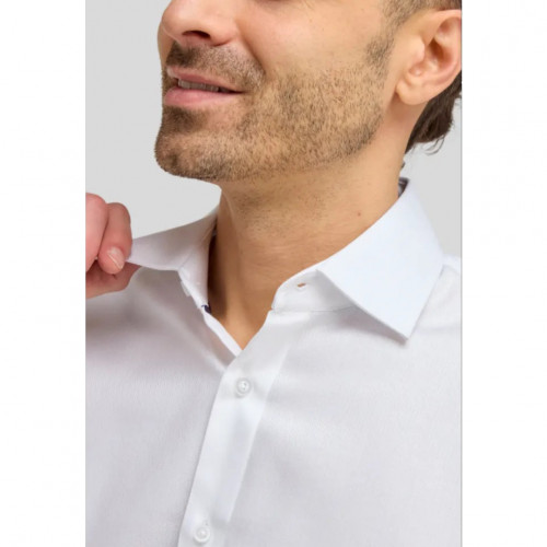 4232- Herringbone Weave Cotton Shirt WHITE