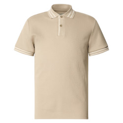Fable - 100% Cotton Self Designed Polo Shirt Beige