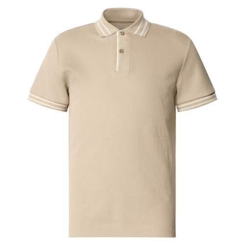 Fable - 100% Cotton Self Designed Polo Shirt Beige
