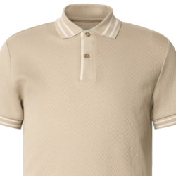 Fable - 100% Cotton Self Designed Polo Shirt Beige