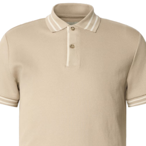 Fable - 100% Cotton Self Designed Polo Shirt Beige