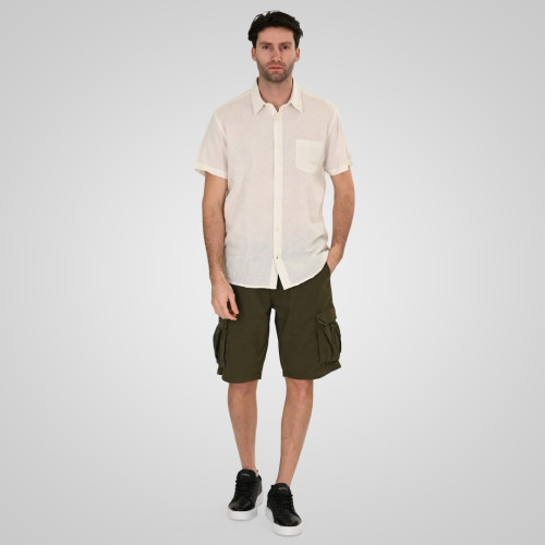5192 Linen/cotton shirt in short Sleeves White