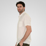 5192 Linen/cotton shirt in short Sleeves White