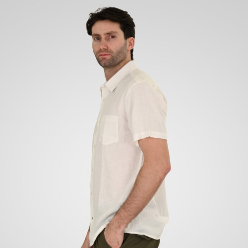 5192 Linen/cotton shirt in short Sleeves White