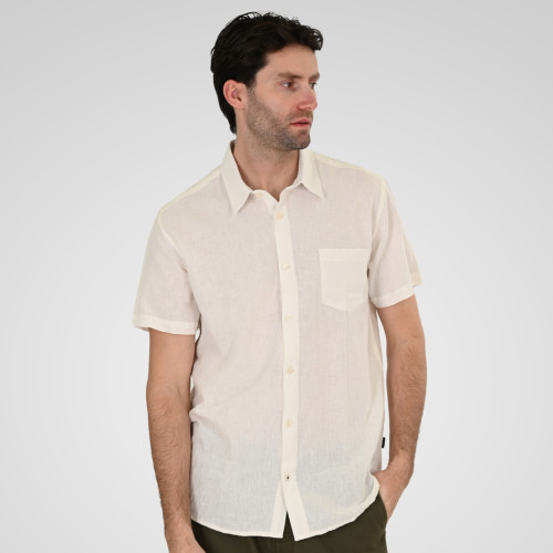 5192 Linen/cotton shirt in short Sleeves White