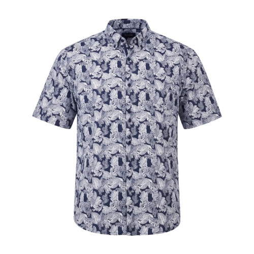 462 Leaf Print Shirt Navy White