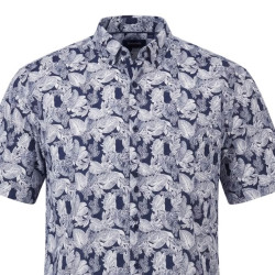 462 Leaf Print Shirt Navy White