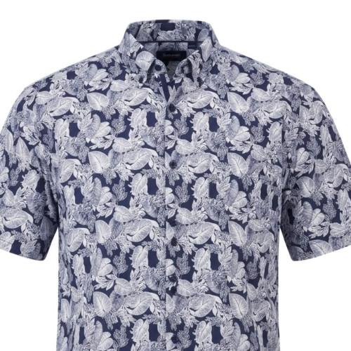 462 Leaf Print Shirt Navy White