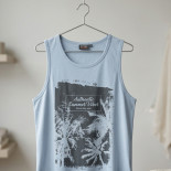 428 - Cotton Vest Summer Vibes Print Lagoon Blue