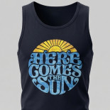 428 - Cotton Vest Here Comes the Sun Print Navy Blue