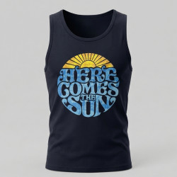 428 - Cotton Vest Here Comes the Sun Print Navy Blue