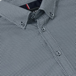 6390 KAM All Over Geo Print Shirt BLUE