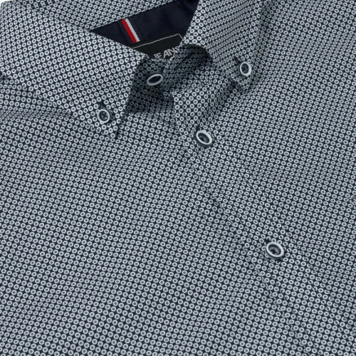 6390 KAM All Over Geo Print Shirt BLUE
