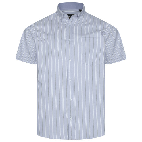 6386 - Button Down Casual Striped Shirt Blue