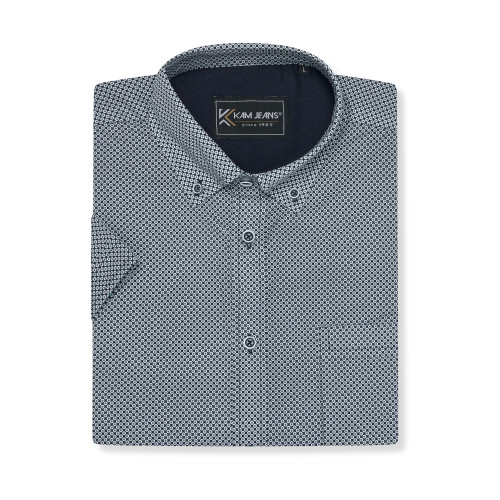 6390 KAM All Over Geo Print Shirt BLUE