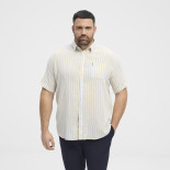 51109 NORTH Striped Linen/Cotton Shirt Yellow - Blue
