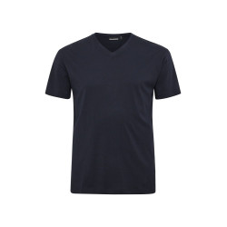 51328 V Neck Cotton T.shirt Navy Blue