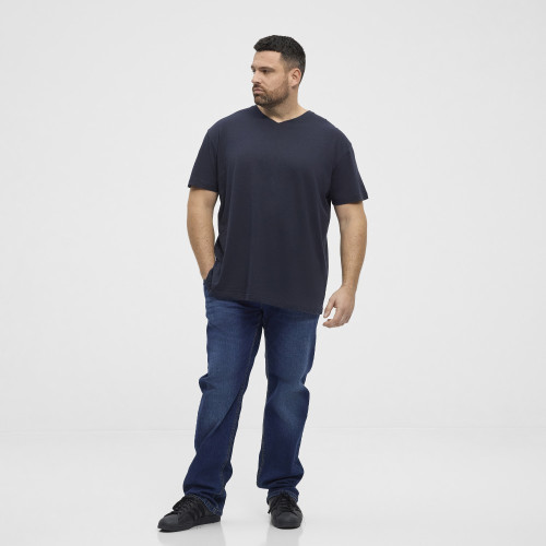 51328 V Neck Cotton T.shirt Navy Blue
