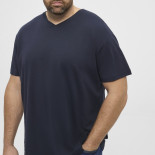 51328 V Neck Cotton T.shirt Navy Blue