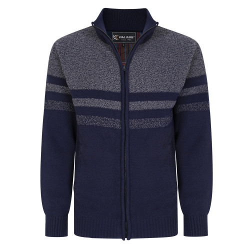 KBS84 Fleece lined knitted cardigan NAVY