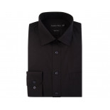 3300 - Double Two easy care Plain Office Shirt Black